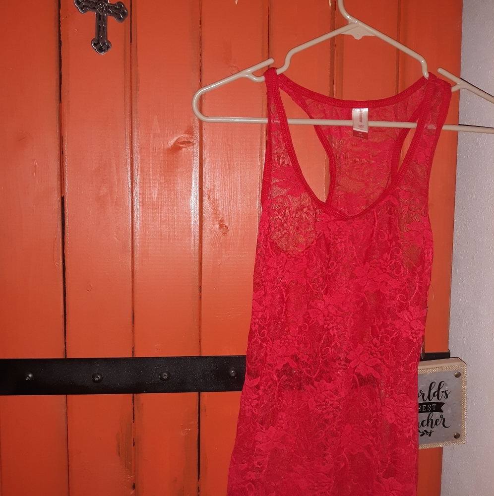 Juniors Red lace tank new